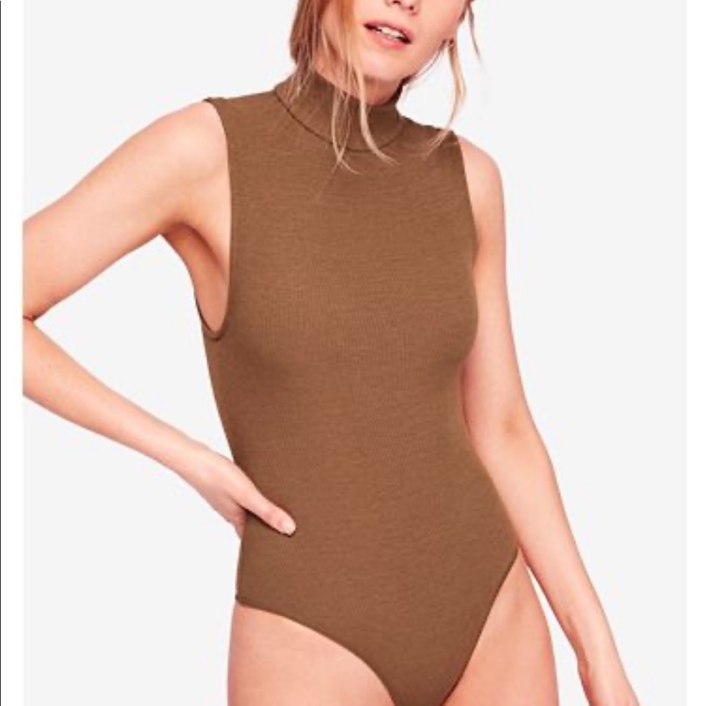 Free people mock neck thong bodysuit